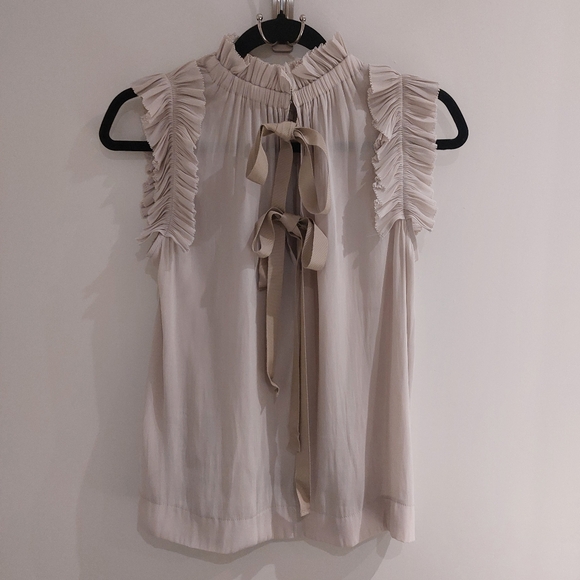 Fray I.D. Gathered Ruffle Back Ribbon Blouse - Picture 3 of 7